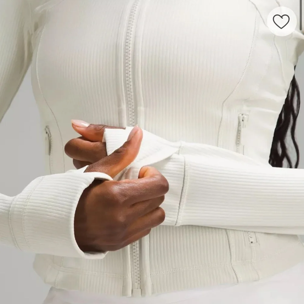 Lululemon Cropped Define Jacket zip up Ribbed Nulu Shine Off white 12 L - Picture 8 of 15